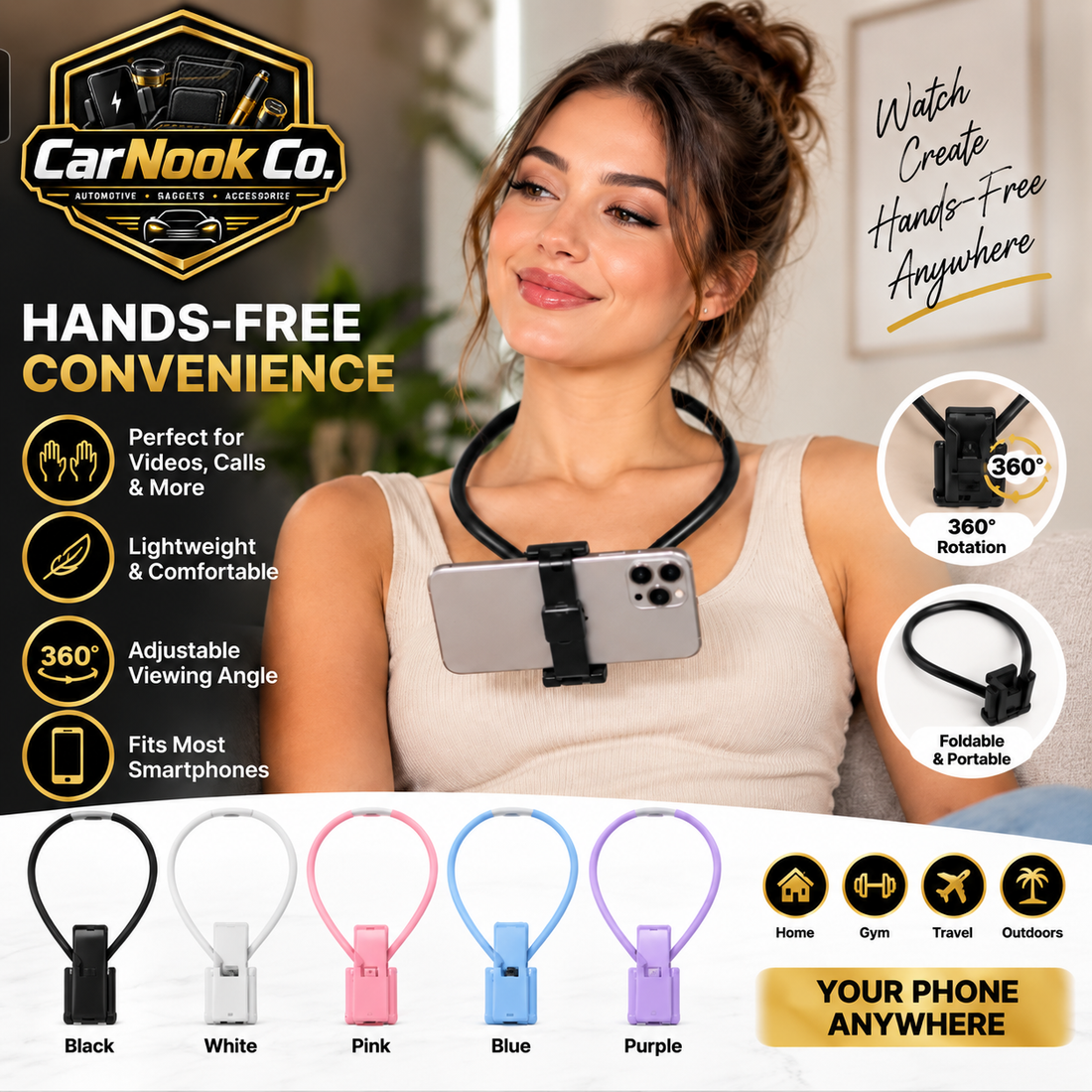 CarNook™ FreeView Neck Phone Holder